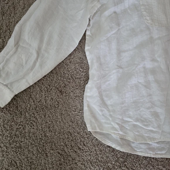XL J. Jill White Linen Top with Gold Accents - Picture 5 of 7